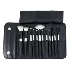 Kit Pincel De Maquiagem 12 Peças + Estojo Profissional Cor Preto