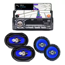 Rádio De Carro C/ Suporte + Falante 6x9 55w + Som De 6 Pol