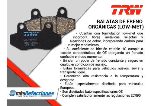 Kit Completo Balatas Bajos Metales Nissan Gt-r 09-17 Trw Foto 4