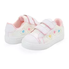 Tenis Niña Moda Velcro Corazones Memory Foam 13-17.5