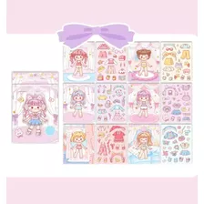 Libro Bloc De Stickers Kawaii Varios Personajes Para Vestir