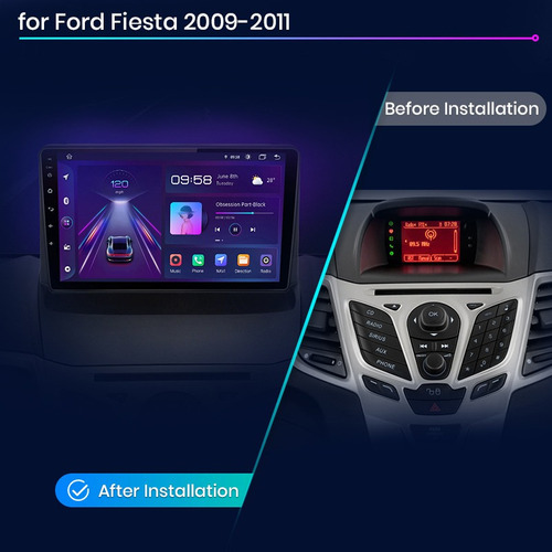 Radio De Coche Android Carplay 2+32g Para Ford Fiesta 2008-2 Foto 2