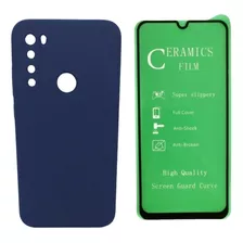 Silicone Case Para Xiaomi Redmi Note 8 Y Vidrio Ceramico