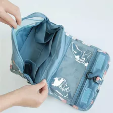 Necessaire Feminina Organizadora Mala Viagem Gancho Higiene Cor Azul