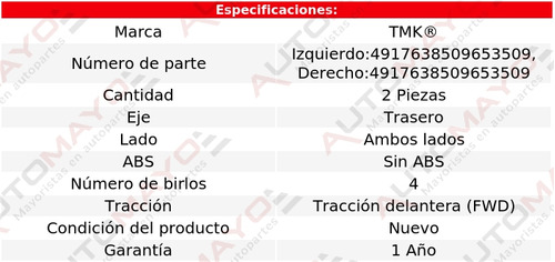 2) Mazas Traseras Sin Abs Tmk Grand Raid L4 1.6l 2008-2012 Foto 2