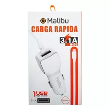 Cargador Para Auto Malibu Micro Usb Carga Rápida 3.1a