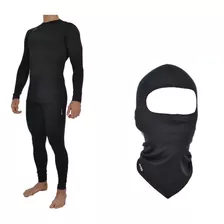 Kit Masculino Camiseta E Calça Segunda Pele Balaclava Uv50+