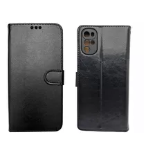 Flipcover Estuche Con Tapa Top Negro Para Moto G22 + Lámina