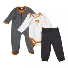 Conjunto 3 Piezas Pijama , Body , Pantalon Buzo De Algodon 