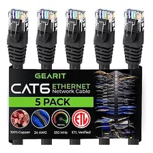 Gearit Cable Ethernet Cat 6 De 50 Pies (paquete De 5) - Cabl
