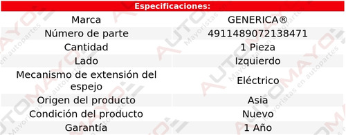 Un Espejo Izquierdo Elect Genrica Lancer Dodge 2004-2007 Foto 2