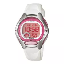 Reloj Pulsera Casio Youth Lw-200 De Cuerpo Color Rosa, Digital, Para Mujer, Fondo Rosa, Con Correa De Resina Color Blanco, Dial Rosa, Subesferas Color Beige Y Rosa Y Plateado, Minutero/segundero Rosa,