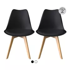 Set De 2 Sillas Tulip Para Comedor Acolchada Madera Begônia 