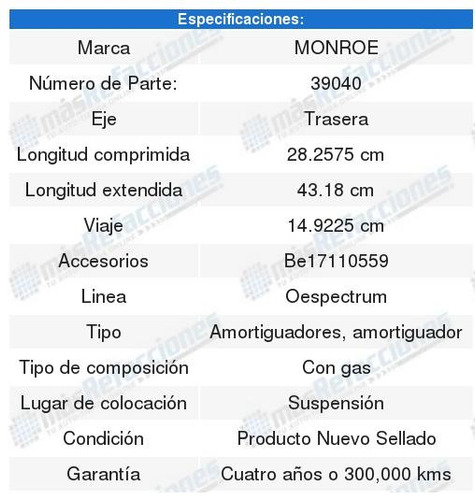 Volvo S60 01-07 2 Amortiguadores Oespectrum Oespectrum Foto 2