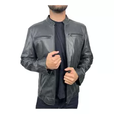 Jaqueta Tradicional De Couro Legitimo Masculina Com Bolso 