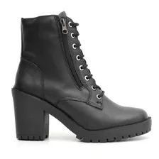 Bota Couro Feminino Coturno Blogueira Mega Conforto