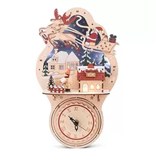 Roman 133315 Reloj De Pared Con Escena De Papá Noel, 13 PuLG