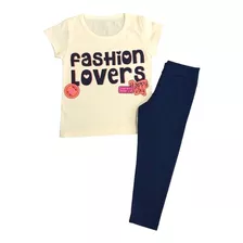 Conjunto Tam 1 2 3 Calça Azul E Blusa Para Meninas Infantil 