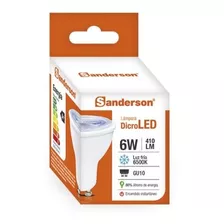 Pack X 10 Lámpara Dicroica Led Gu10 6w Fría Sanderon 220v Color De La Luz Blanco Frío