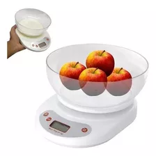 Pesa Balanza Digital Gramera Con Recipiente Cocina Hasta 5k Color Blanco