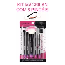 Kit Com 5 Pinceis Para Maquiagem Profissional Macrilan