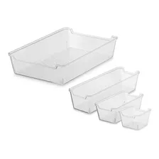 Kit Organizador De Gaveta Caixa P Acrilico Transparente 4 Un