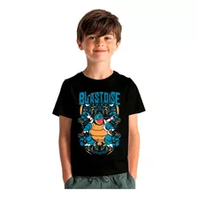 Camiseta Anime Pokemon Blastoise Camisa Infantil 100%algodão