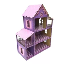 Casinha De Boneca Adesivada Princesa + Kit De Mini Móveis