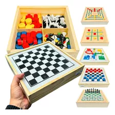 Conjunto Jogos 5 Em 1 Dama Jogo Da Velha Ludo Trilha Xadrez