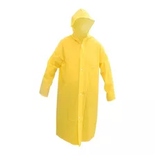 Capa De Chuva Amarela Impermeável Pvc Forrado Com Capuz