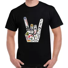 Playera Camiseta Mano Rockera Todas Las Bandas Rock Tendenci