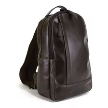 Backpack Crossbody Práctica Diseño Retro 100%piel Ag Leather Color Chocolate