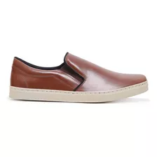 Tênis Casual Mocassin Slip On Masculino Sintetico Camel