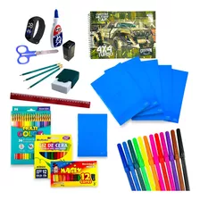 Kit Material Escolar Completo Infantil 5 Cadernos Brochura