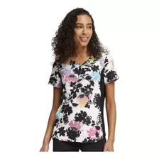 Top Clinico Estampado Mujer Cherokee Blanco Con Flores Grgw