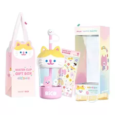 Botella De Agua Infantil Cat Straw Cup Para Mujer, Taza De V