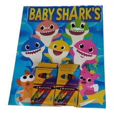 Libros Para Colorear Baby Shark 30pz Incluye Crayolas