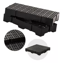 Kit 03 Estrado Pallet Plástico 82 Cm Com Encaixe - Preto