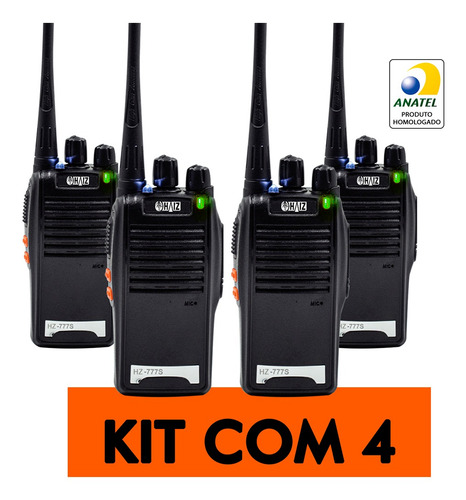 Kit 4 Radio Comunicador 777s 16 Canais Profissional Ht Uhf