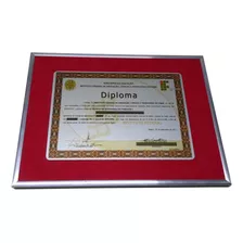 Diploma Em Quadro Com Moldura E Placa Em Alumínio 40x30cm