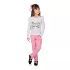 Conjunto Infantil Menina - Camiseta Manga Longa E Calça