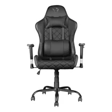 Cadeira De Escritório Trust Gxt 707 Resto Gamer Ergonômica Preta Com Estofado De Couro Sintético