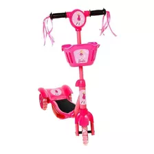 Brinquedo Patinete Infantil Barbie Rosa 3 Rodas Luz E Som