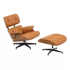 Butaca Diseño Eames Lounge Otomano Sillon Poltrona Lcm Color Marrón Claro