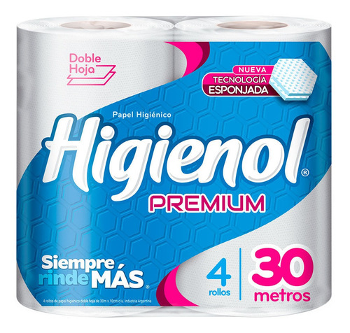 Papel Higienico Higienol Premium Doble Hoja 30m 4unid