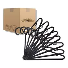 Kit 50 Cabides Plástico Fixo Grosso Bola - Preto