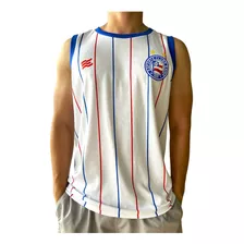 Camisa Bahia Regata Oficial Esquadrão Machão Branca Listrada