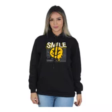 Moletom Feminino Blusa De Frio Flanelado Smile