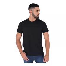 Camiseta Algodão Masculina Gola Redonda Cor Preto