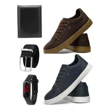 Kit 2 Pares Sapatênis Masculino Casual Confortável + Itens